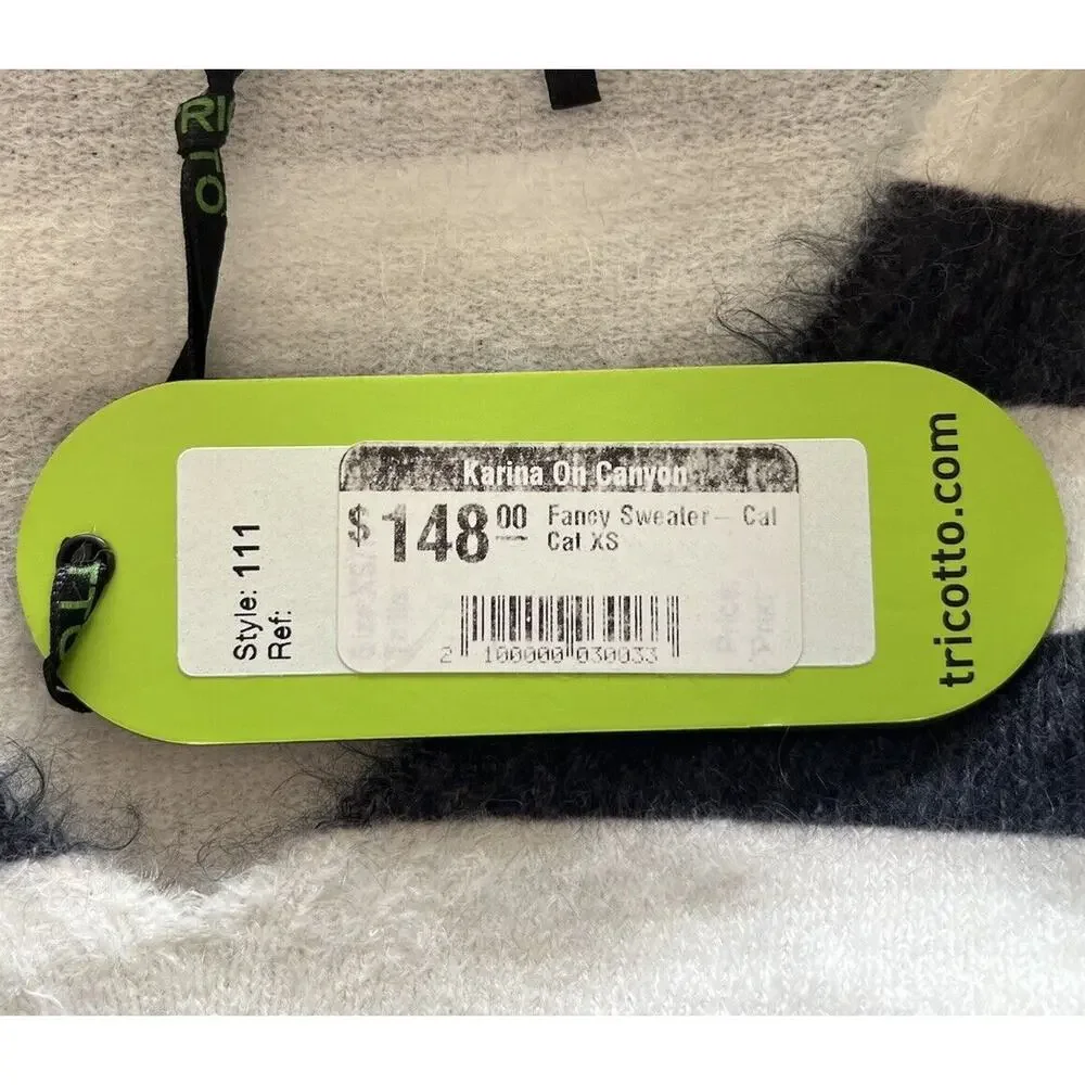 Tricotto Karina On Canyon Fancy Sweater Cat Cat Black White Stripe Size XS NEW! - Picture 7 of 7